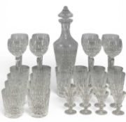 WATERFORD CRYSTAL, including decanter and stopper, eight wine / hock glasses, eight whisky tumblers,