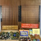 GAMES & COLLECTABLES, collection of glass and steel marbles, push ha'penny board, Wills's