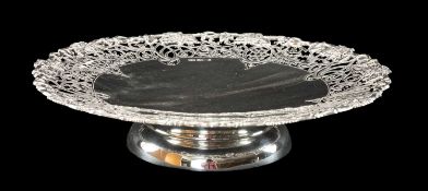 ELIZABETH II SILVER TAZZA, Edward Viner, Sheffield 1959, with chased and pierced fruiting vine