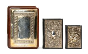 THREE SILVER MOUNTED BOOKS, comprising leather address book, 1994 leather Little Oxford