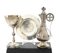 CASED VICTORIAN SILVER THREE-PIECE TRAVELLING COMMUNION SET, Thomas Thomason & Co., Birmingham 1866,