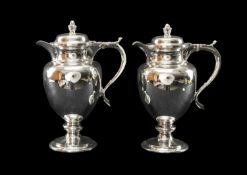 FINE PAIR OF GEORGE III SILVER CRESTED COFFEE POTS, Solomon Hougham, London hallmarks, engraved