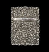 ANGLO INDIAN SILVER CARD CASE, probably Kutch, maker's mark N.I, of heavy gauge, typically