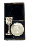 CASED VICTORIAN SILVER THREE-PIECE TRAVELLING COMMUNION SET, Charles Rawlings & William Summers,