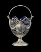 EDWARD VII SILVER SUGAR BASKET, George Nathan & Ridley Hayes, Sheffield 1903, serpentine rim and