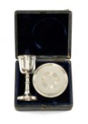 CASED VICTORIAN SILVER THREE-PIECE TRAVELLING COMMUNION SET, Charles Rawlings & William Summers,