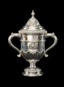 GEORGE VI SILVER MINIATURE TROPHY CUP & COVER, Atkin Brothers, Sheffield 1937, fluted and