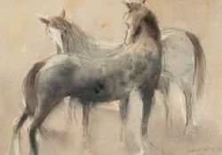 ‡ WILLIAM SELWYN (Welsh b. 1933) mixed media - entitled verso 'Study of Horses' on Albany Gallery