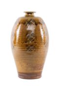 ‡ PHIL ROGERS (Welsh 1951-2020) stone glaze - tall bottle, with paddled decoration, Ash and Kington,
