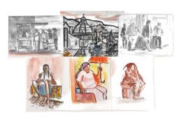 ‡ KAREL LEK (Belgian, lived, worked Wales 1929-2020) six watercolours - Spanish street scenes,