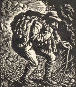 ‡ JOHN PETTS (British, worked, lived Wales 1914-1991) rare linocut - entitled verso 'The Rabbit