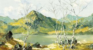 ‡ CHARLES WYATT WARREN (Welsh 1908-1993) oil on board - entitled verso 'Moel Hebog', signed, 19 x