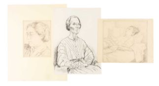 ‡ EDGAR HOLLOWAY (British, lived, worked Wales 1914-2008) pencil on paper - three portraits of