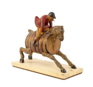 VINTAGE RHYMNEY BREWERY HOBBY HORSE MASCOT carved and painted with original finish, on rectangle