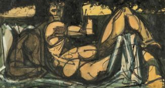 ‡ ELVET THOMAS (Welsh 1947–2006) mixed media - reclining figures, signed lower left and dated '52,