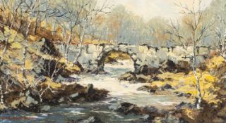 ‡ CHARLES WYATT WARREN (Welsh 1908-1993) oil on board - entitled verso 'Near Abergeirw', signed,