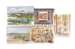 ‡ KAREL LEK (Belgian, lived, worked Wales 1929-2020) group of five watercolours - rural Tuscan