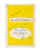 RICHARD BURTON AUTOGRAPHED THEATRE PROGRAMME, King Henry V, The Old Vic Company, 1955/1956 season,