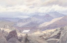 ‡ DAVID WOODFORD (British, lives, works Wales b. 1938) watercolour - entitled verso 'Snowdon from