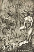 ‡ JOHN ABELL (Welsh b. 1986) drypoint etching - from his 'Life as Theatre', entitled 'Birth', 70 x