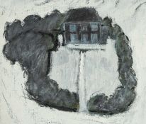 ‡ ERNEST ZOBOLE (Welsh 1927-1999) oil on canvas laid to board - landscape with house and surrounding