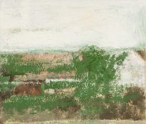 ‡ GORDON STUART (Canadian-Welsh 1924-2015) oil on board - landscape with farm and trees, signed,