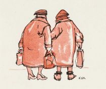 ‡ KAREL LEK (Belgian, lived, worked Wales 1929-2020) watercolour - portrait of two women holding