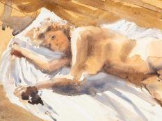 ‡ DAVID TRESS (British lives, works Wales b. 1955) watercolour - 'Sue in Strong Light', female