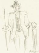 ‡ MIKE JONES (Welsh 1941-2022) pencil - entitled verso 'Farmer', signed, 20 x 15cms Provenance: