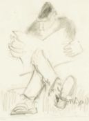 ‡ MIKE JONES (Welsh 1941-2022) pencil - entitled verso 'Reader', signed, 20 x 15cms Provenance: