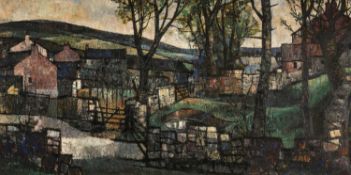‡ WILLIAM HAROLD STEPHEN BUNCE (British 1920-1995) oil on board - Welsh village, monogrammed 'S.