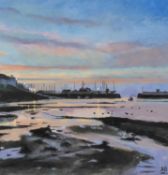 ‡ DAI DAVID (Welsh b. 1968) oil on card - entitled verso 'Lilac Time, Aberaeron' on Albany Gallery