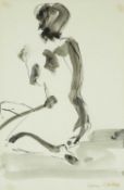 ‡ VIVIENNE WILLIAMS (Welsh b. 1955) ink & wash - 'Nude Study', signed, titled & further signature on