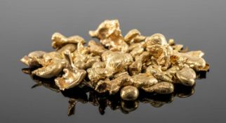 PURE WELSH GOLD FROM CLOGAU MINE being 17g of small gold nuggets refined to nine carat with copy