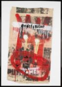‡ NEALE HOWELLS (Welsh b. 1965) spray paint on printed paper - entitled 'Divided', signed and