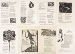 ‡ JOHN PETTS (British, worked, lived Wales 1914-1991) complete set of eight Caseg Broadsheet wood-