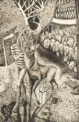 ‡ JOHN ABELL (Welsh b. 1986) drypoint etching - from the artist's 'Life as Theatre', entitled 'First