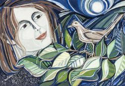 ‡ BRIGID WRIGHT (British, lived, worked Wales, 1939-2000) gouache - entitled verso 'Moonlight