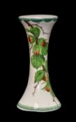 LLANELLY POTTERY WAISTED VASE painted with the rare chestnut pattern, with arcaded border at rim,