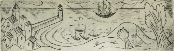 ‡ DAVID JONES (1895-1974) copper engraving- entitled verso 'Ancient Mariner, Headpiece II' from
