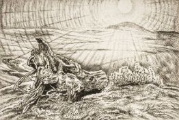 ‡ EDGAR HOLLOWAY (1914-2008) limited edition (7/50) etching - Wolstonbury, signed, 17.5 x 26cms