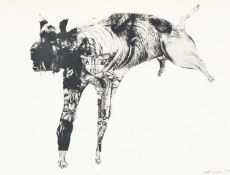 ‡ JACK CRABTREE (English, lives, works Wales b.1938) lithograph - stylised dog, signed and dated '