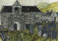 ‡ DIONE PAGE (British 1936-2021) mixed media - entitled 'Llangelynin Church' with RA Summer