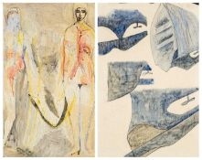 ‡ BRENDA CHAMBERLAIN (Welsh 1912-1971) mixed media on paper - portrait of two nuns, additional image