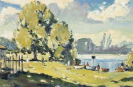 ‡ EDWIN FORREST (Welsh 1918-2002) oil on board - entitled verso 'Ellesmere, Shropshire', signed,