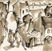 ‡ MIKE JONES (Welsh 1941-2022) ink and wash - entitled verso 'Godre'r Graig', signed verso, 15 x