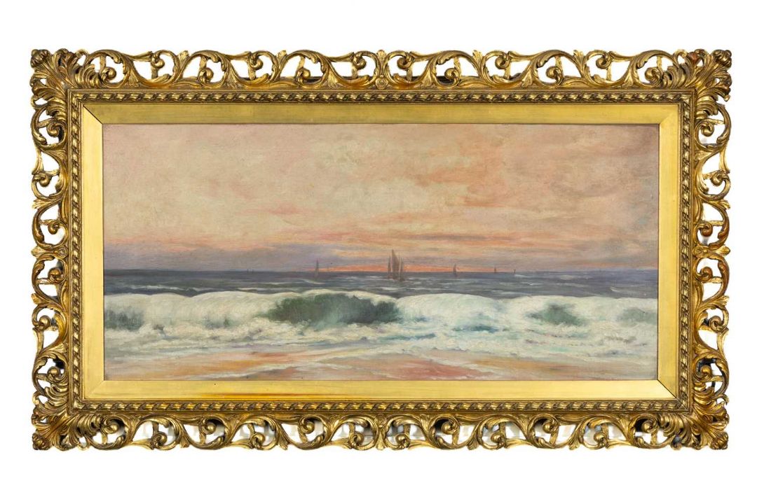 UNKNOWN LATE 19TH / EARLY 20TH CENTURY oil on canvas - seascape with rolling waves and sailing - Image 2 of 2