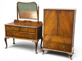 WALNUT DRESSING CHEST & MATCHING TALL BOY, circa 1930, chest 142 (h) x 106 (w) x 51cms (d),