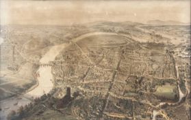 JOHN MCGAHEY lithographic print - view of Chester from a balloon, 1855, 48.5 x 77cms Provenance: