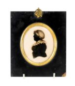 HINTON GIBBS (British fl. 1790-1822) George III portrait silhouette, reverse painted on convex glass